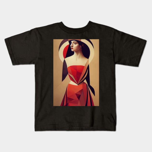 A lady in red, canvas Kids T-Shirt by ARTificial42